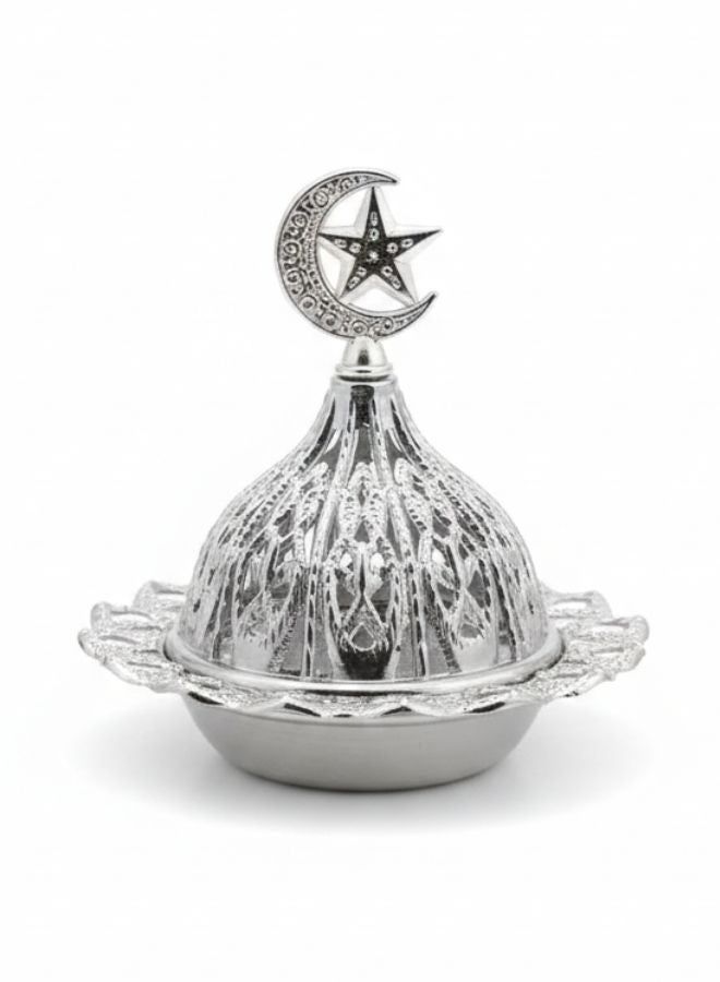 Arabic Incense Burner – Elegant Metal Incense Holder Made of High-Quality Iron with Removable Lid – Perfect for Evenly Spreading Fragrance, Home Decor, Special Occasions & Luxurious Gift for Friends and Family-Silver - Image 1